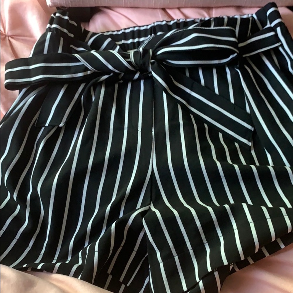 black and white shorts